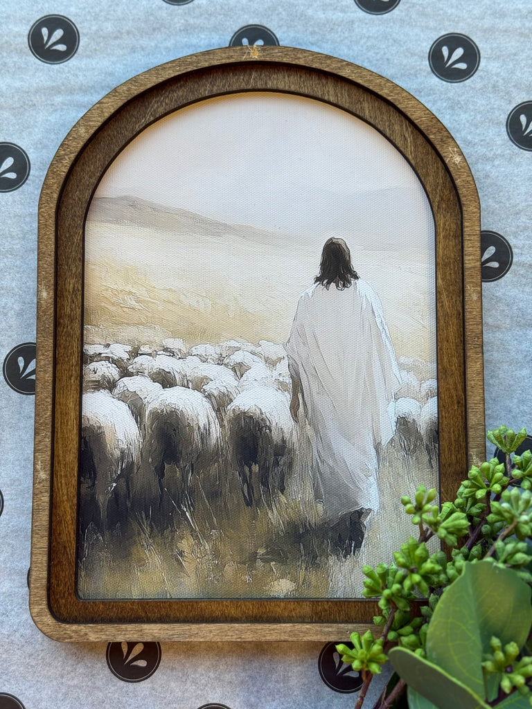 11" Arch Jesus Sheep Art