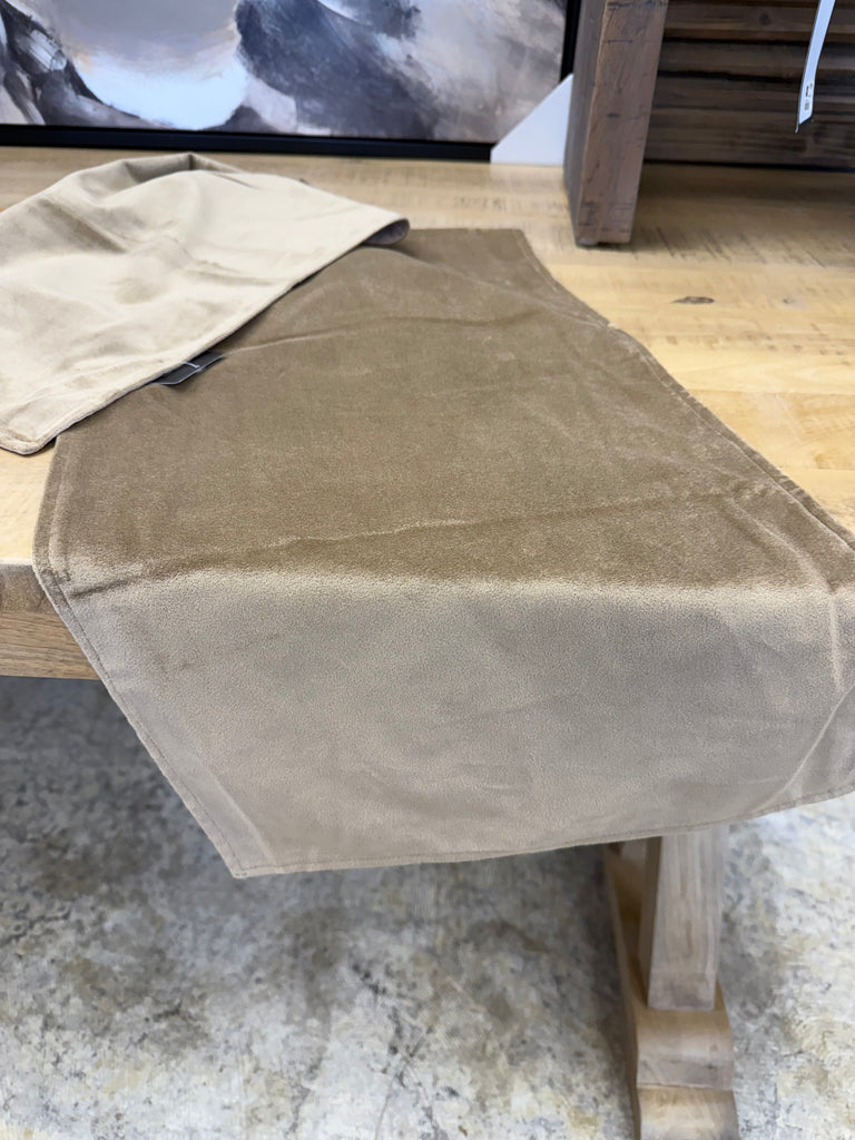 72"x14" Latte Velvet Table Runner