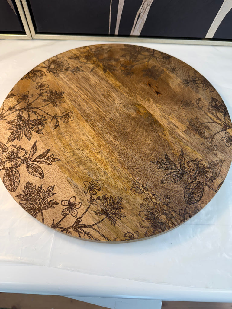 12" Patterned Wood Tray