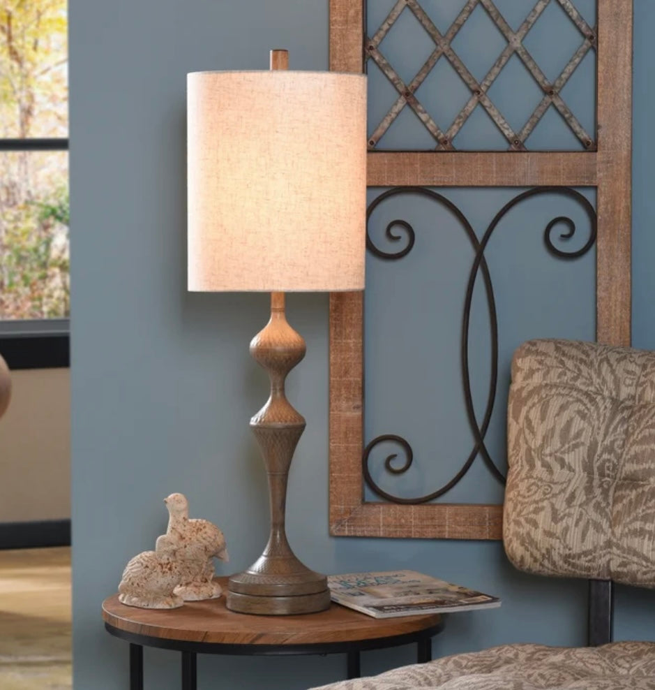 31" x 10" Brushed Brown Finish Candle Stick Table Lamp