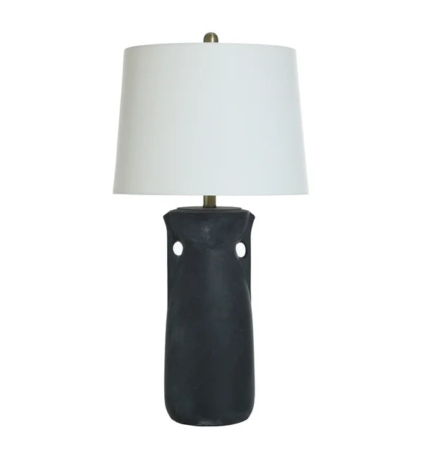 30" Terracotta Textured Black Table Lamp