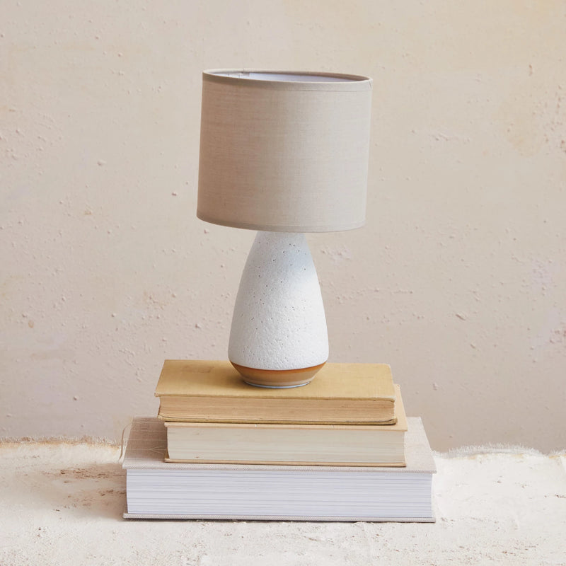 11"x6" Stoneware Table Lamp with Linen Shade