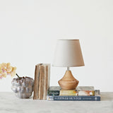 11"x7" Wood Table Lamp with Linen Shade