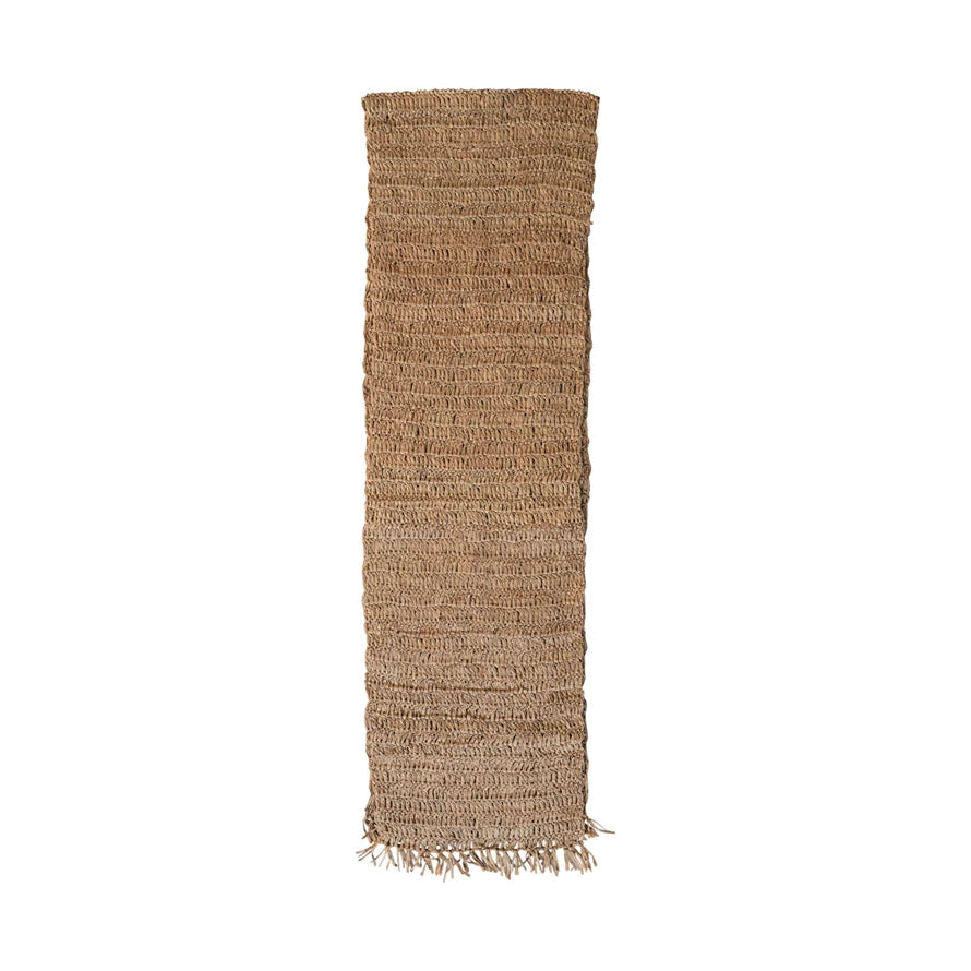 108"x14" Woven Raffia Table Runner with Fringe