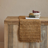 108"x14" Woven Raffia Table Runner with Fringe