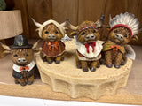 4.5" Resin Pilgrim/Native American Highland Cow