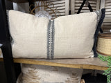 24"x14" Cotton Embroidered Lumbar Pillow