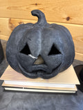 9" Black Terracotta Jack-o-Lantern Pumpkin