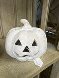 6.5" White Terracotta Mini Jack-o-Lantern Pumpkin