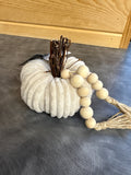 5" Beige Velvet Pumpkin W/beads