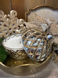 6.5" Silver & Gold Led Candle Ornament w 6 Hour Timer