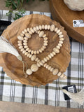 36' Thin Natural Wood Bead Garland