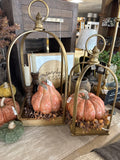 Tall Gold Metal Wood Open Lanterns