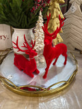 Resin Red Velvet Flocked Deer