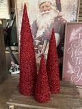 Red Glitter Cone Tree