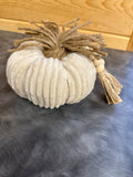 7" Beige Velvet Pumpkin W/ Beads