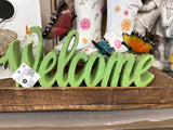 11" Resin Welcome Sign W/ Butterflies