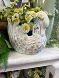 10" Gold Wash Cement Swan Planter