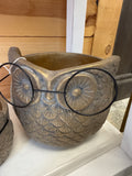 Gold Owl With Glasses Planter