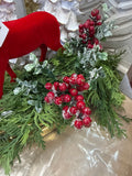 8" Iced Berry & Boxwood Pick Red