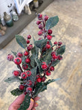 16" Iced Red Berry Bunch