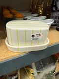 Stoneware Butter Dish with Stripes *FINAL SALE*