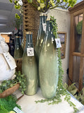 Green Glass Bottle Vases with Gold Accent Top