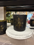 3" Glass Black Snowflake Votive Holder