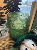5" Green Led Beaded Glass Candle