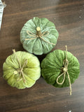 Medium Green Velvet Pumpkin 4”