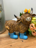 6" Resin Highland Cow with Boots