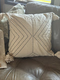 18" Accent Pillow with Embroidery & Tassels