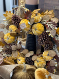 24" Fall Wreath with Pumpkins, Pinecones & Oak Leaves