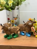 6" Resin Highland Cow with Boots