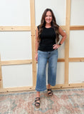 Mid Rise Crop Wide Legs