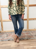 High Rise Straight Cuffed Ankle Jeans