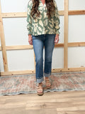 High Rise Straight Cuffed Ankle Jeans