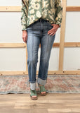 High Rise Straight Cuffed Jeans
