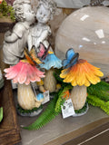 7" Resin Mushroom W/ Butterfly