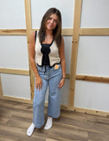 High Rise Ankle Wide Jeans