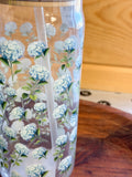 25 oz Glass Cup with Hydrangea Pattern & Straw