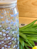 25 oz Glass Cup with Floral Pattern & Straw