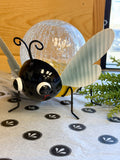 Solar Powered Light Up Metal & Crackle Glass Ball Bee & Ladybug