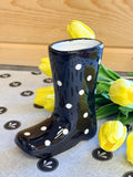 Polka Dot Rain Boot Bud Vase