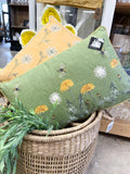 12 X 20 Green Flowers & Bees Pillow