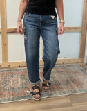 Flower Patch Crop Barrel Jeans