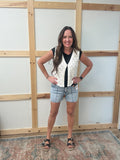 High Rise Pintuck Shorts With Front Seam
