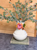 Cream Iron Vase with Floral Detail