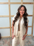 Pinstripe Linen Look Top