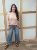 Mid Rise Wide Cropped Jeans